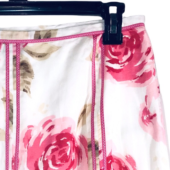 LOFT Pink Roses Cotton Skirt, Size 8 - Picture 10 of 11